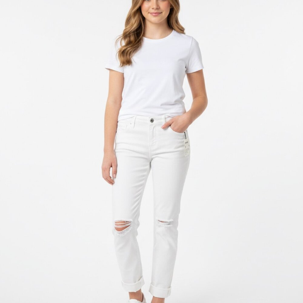 WILLIAM RAST VINTAGE BOYFRIEND JEANS WHITE, CUTE FIT, CUFFED ANKLE NWT